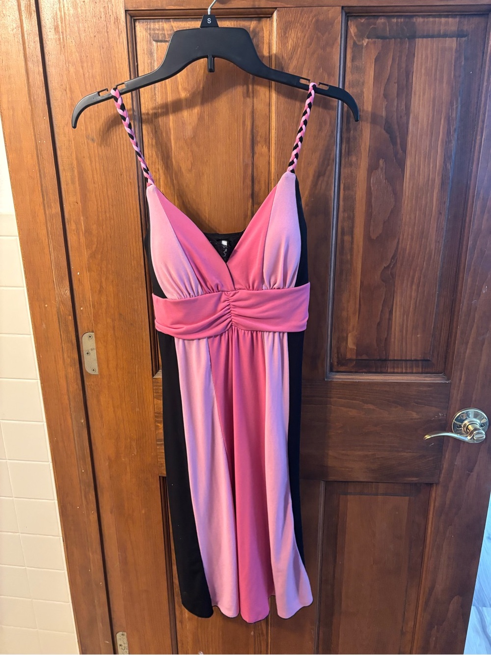 Pink and Black Midi Dress
